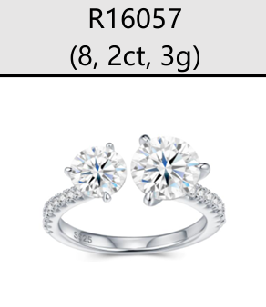Ring Open Double Solitaire Moissanite VVS – S925