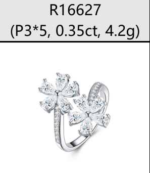 Ring Double Flower Moissanite VVS – S925