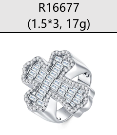 Baguette Cross Iced Ring Moissanite VVS – S925