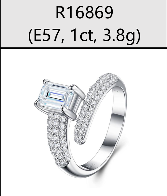 Ring Emerald Cut Open Pavé Moissanite VVS – S925