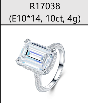 Ring Emerald Cut Pavé Moissanite VVS – S925