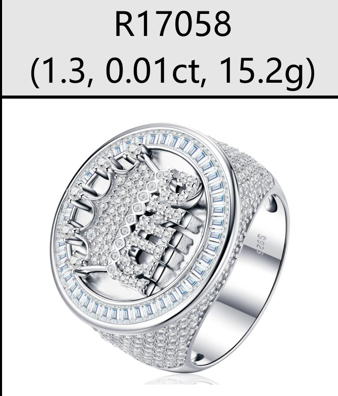 King Crown Baguette Iced Signet Ring Moissanite VVS – S925