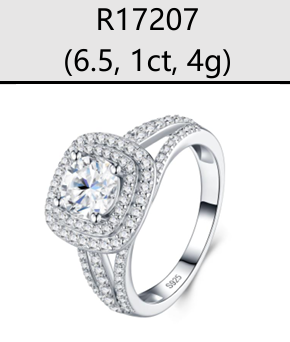 Ring Round Double Halo Split Shank Moissanite VVS – S925