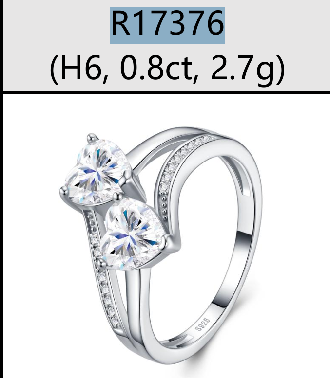 Ring Double Heart Moissanite VVS – S925