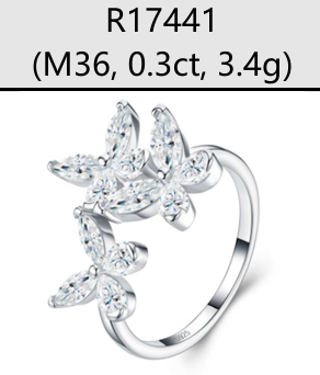 Ring Double Flower Marquise Moissanite VVS – S925