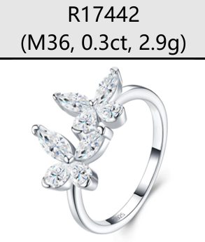 Ring Double Flower Marquise Moissanite VVS – S925