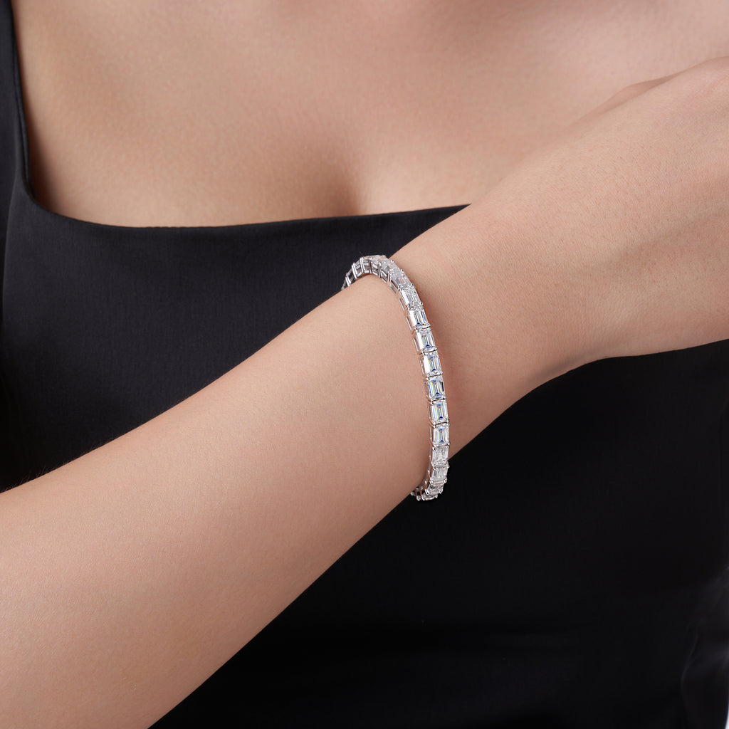 Bracelet Tennis Emerald Cut Moissanite VVS – S925