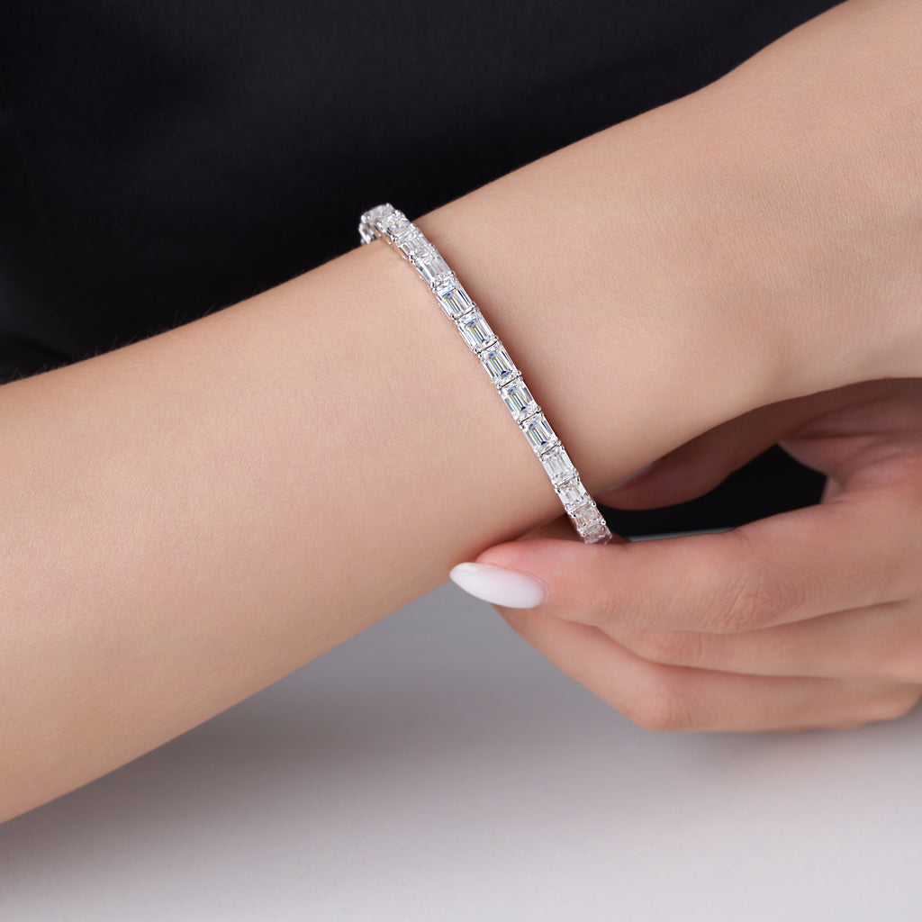 Bracelet Tennis Emerald Cut Moissanite VVS – S925