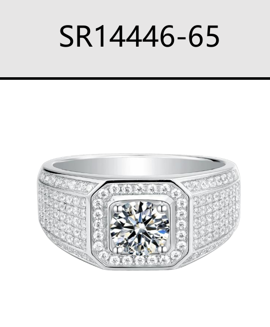 Princess Solitaire Iced Signet Ring Moissanite VVS – S925