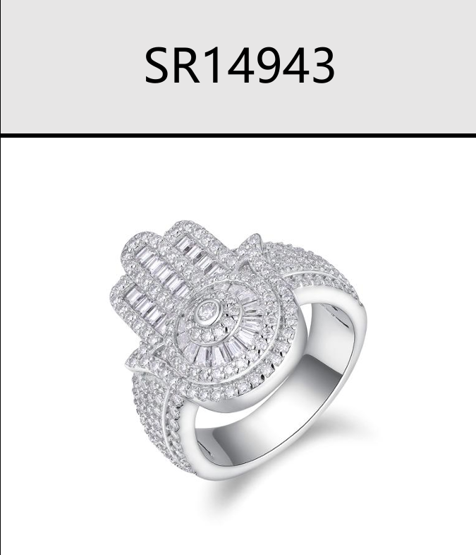 Hamsa Baguette Iced Ring Moissanite VVS – S925