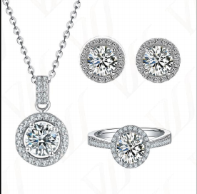 Parure Halo Ronde Moissanite VVS – S925