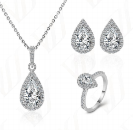 Parure Goutte Halo Moissanite VVS – S925
