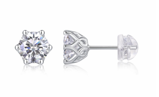 Studs Solitaire Rond Moissanite VVS – S925