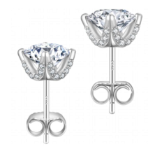 Studs Solitaire Pavé Moissanite VVS – S925