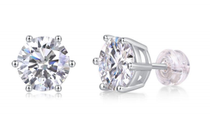 Studs Solitaire Rond Classique Moissanite VVS – S925