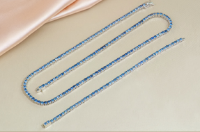Bracelet Tennis Classique Moissanite Bleu VVS – S925