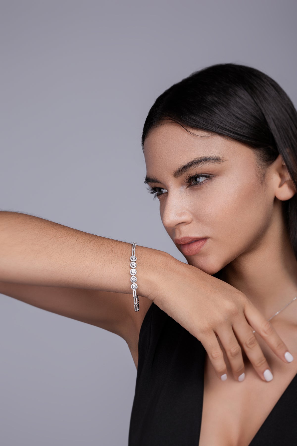 Bracelet Tennis Five Halo Moissanite VVS – S925