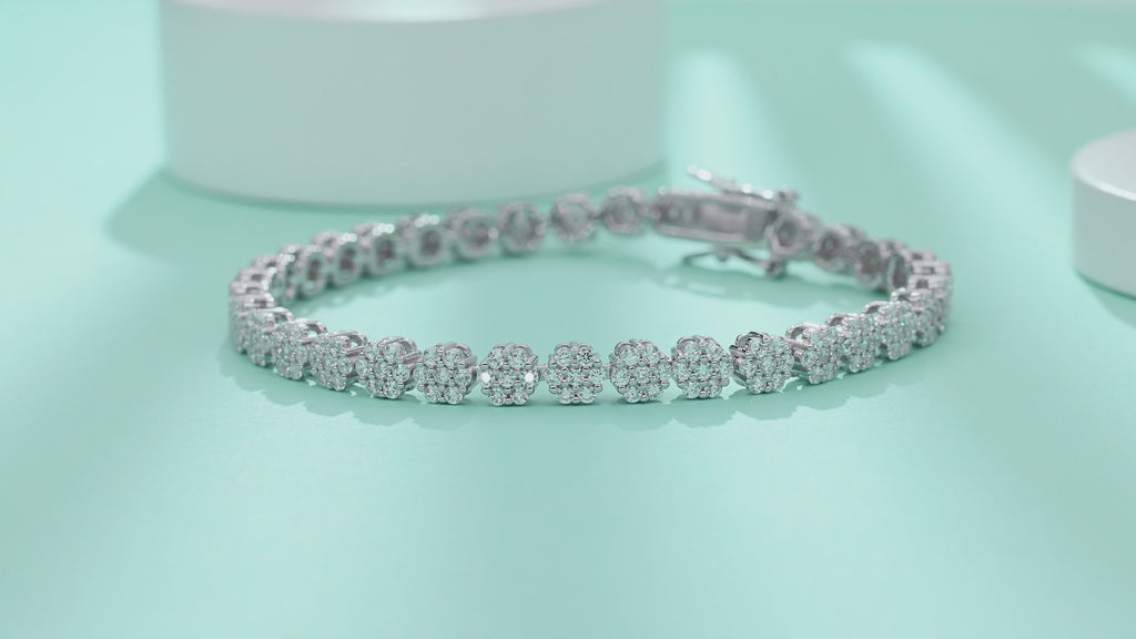 Bracelet Tennis Cluster Moissanite VVS – S925